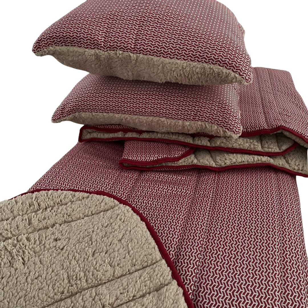 Edredão Jacquard Pelo Borrego Suécia Bordeaux