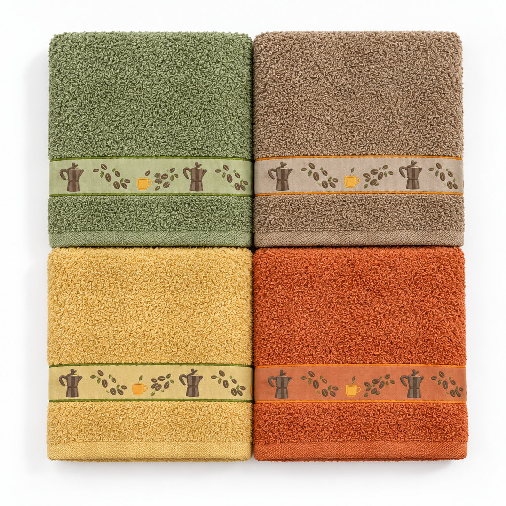 Pack Panos de Cozinha em Felpo Jacquard Café