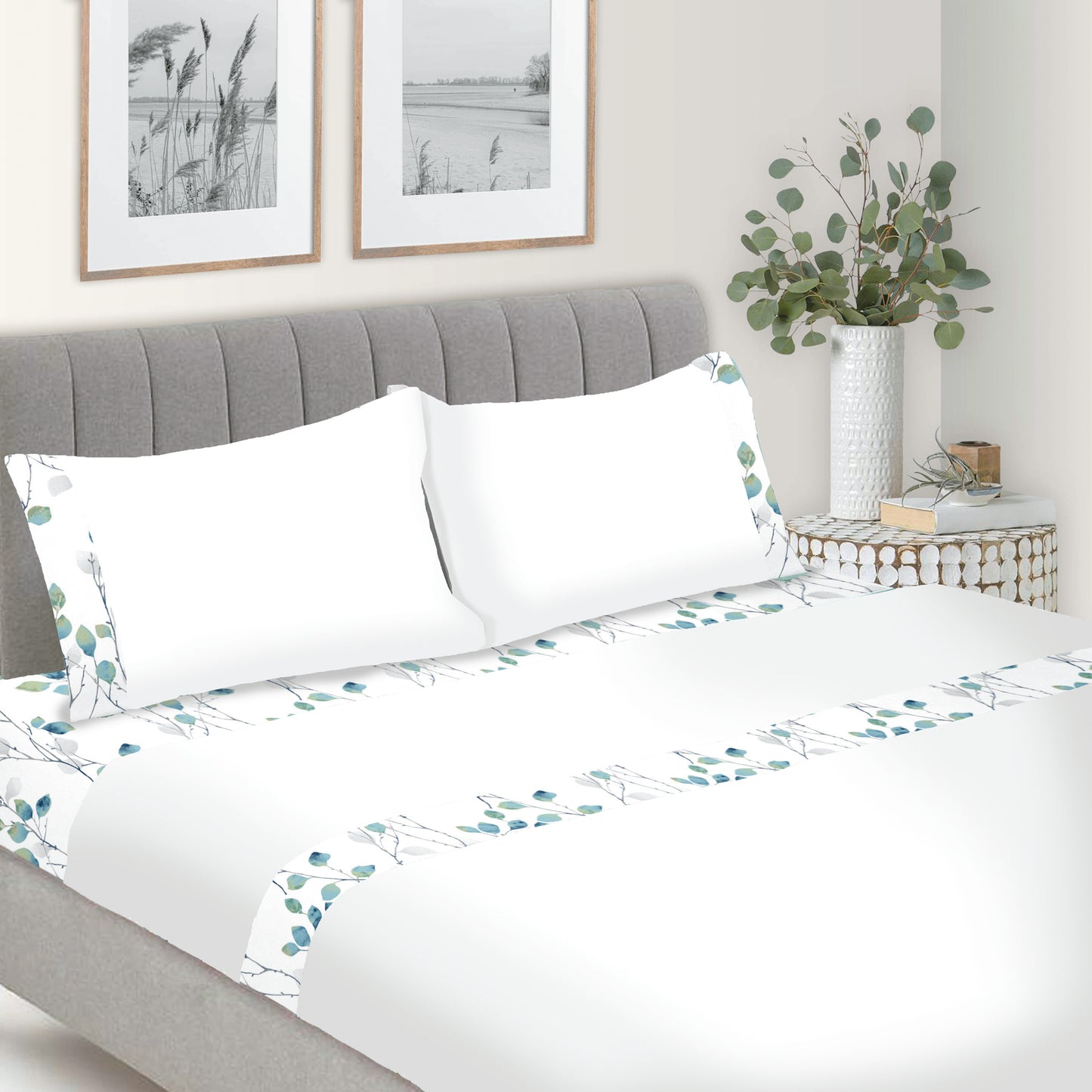 Jogo Lençóis Estampados 100% Algodão 150 Fios Folha I