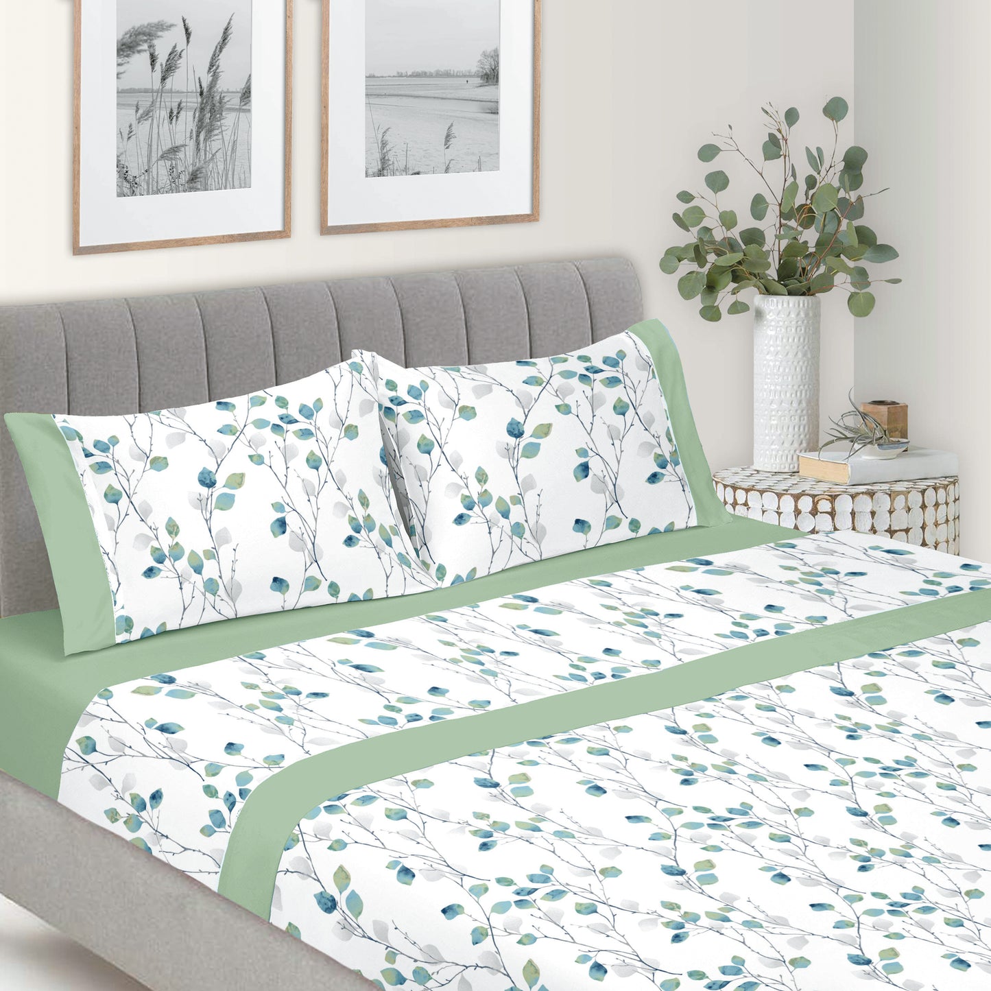 Jogo Lençóis Estampados 100% Algodão 150 Fios Folha