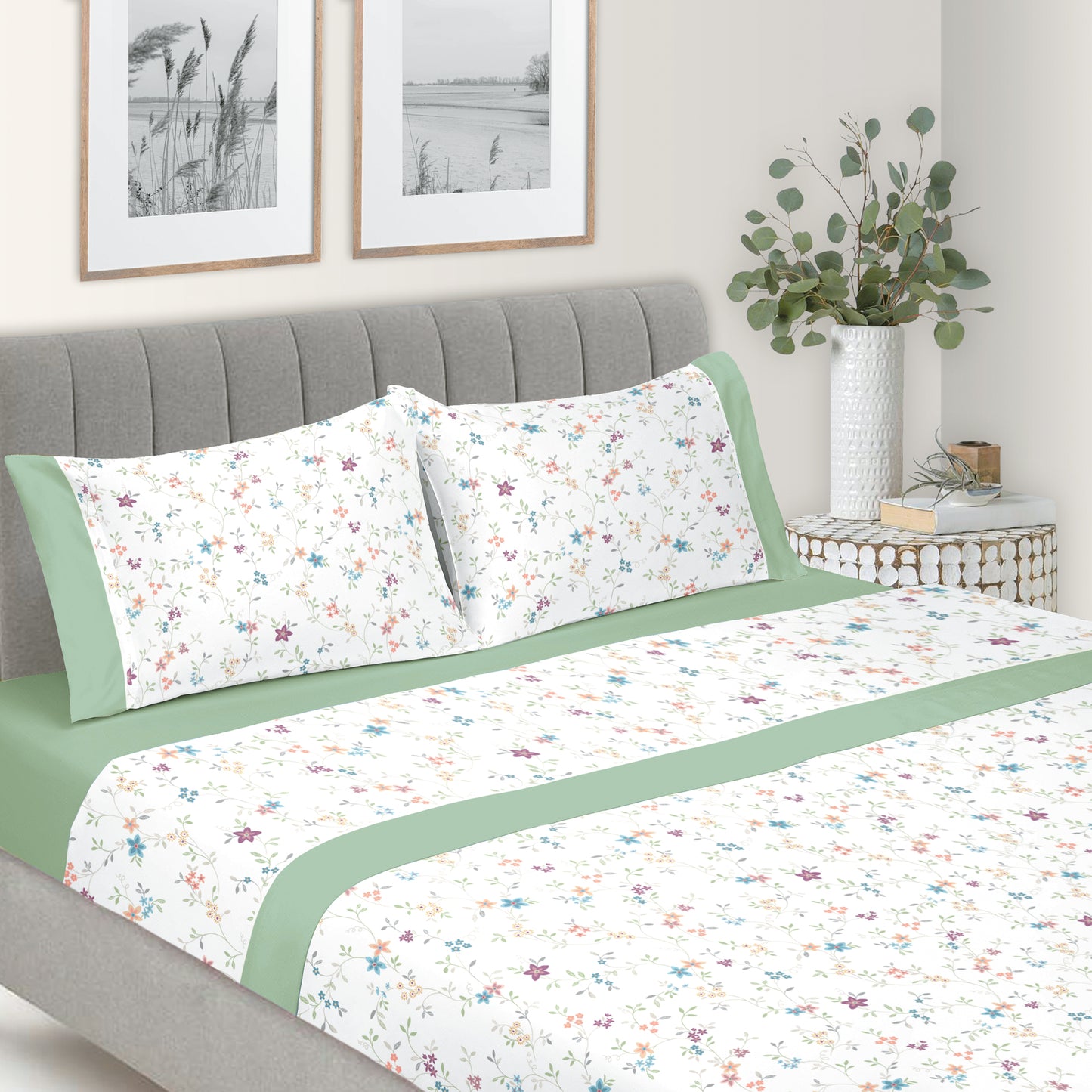 Jogo Lençóis Estampados 100% Algodão 150 Fios Primavera