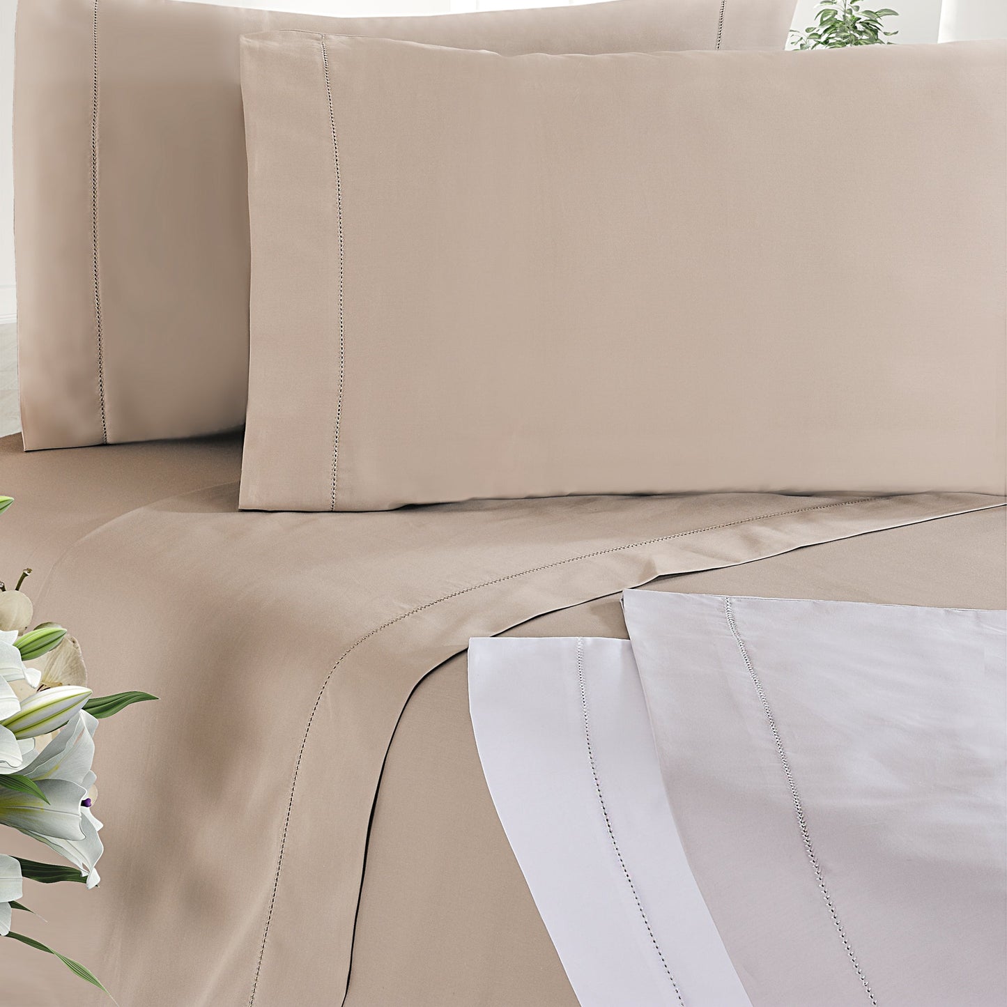 Jogo Lençóis 100% Algodão C/ Bordado Ponto Aberto