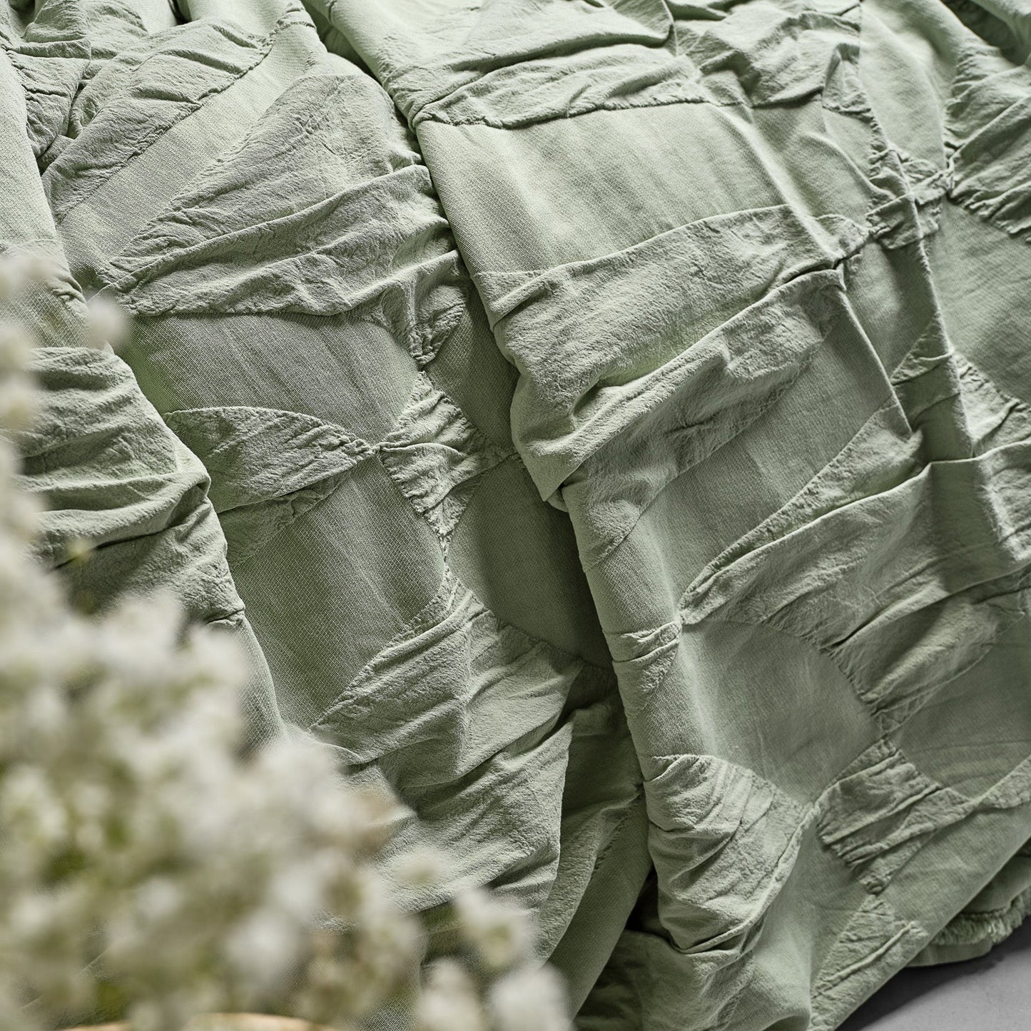 Colcha Jacquard Algodão 270x270 Wavy Verde