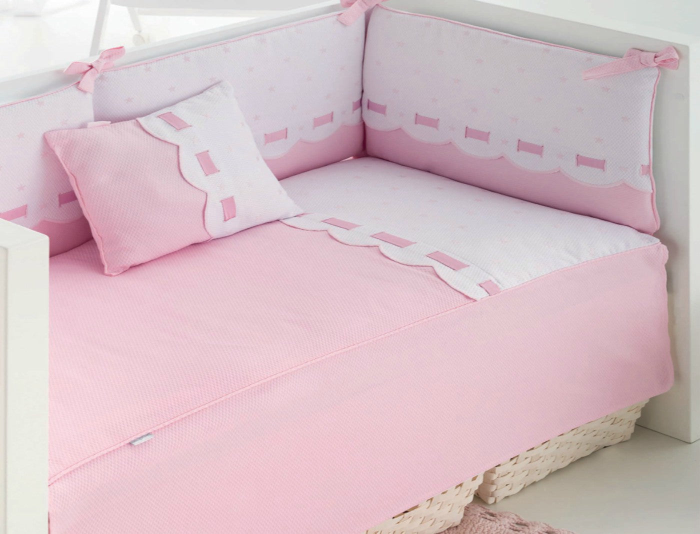 Lençóis + Fronha de Almofada Class Rosa - BimbiDreams - D'Algodão