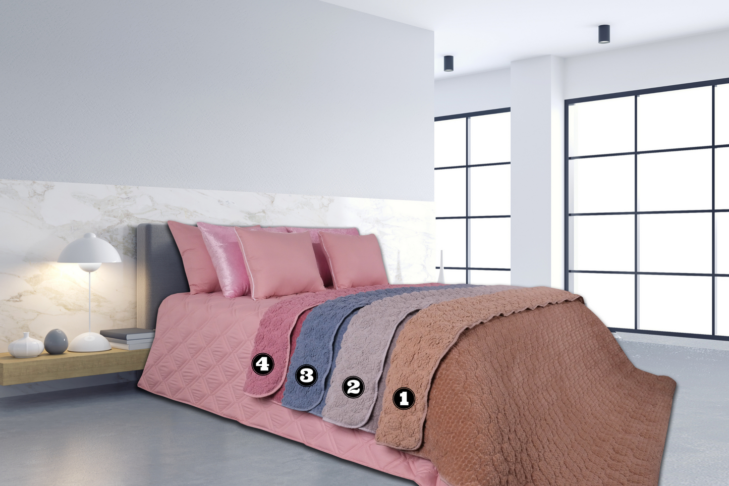 Manta de seda Jacquard Luna con forro de sherpa 160 x 240