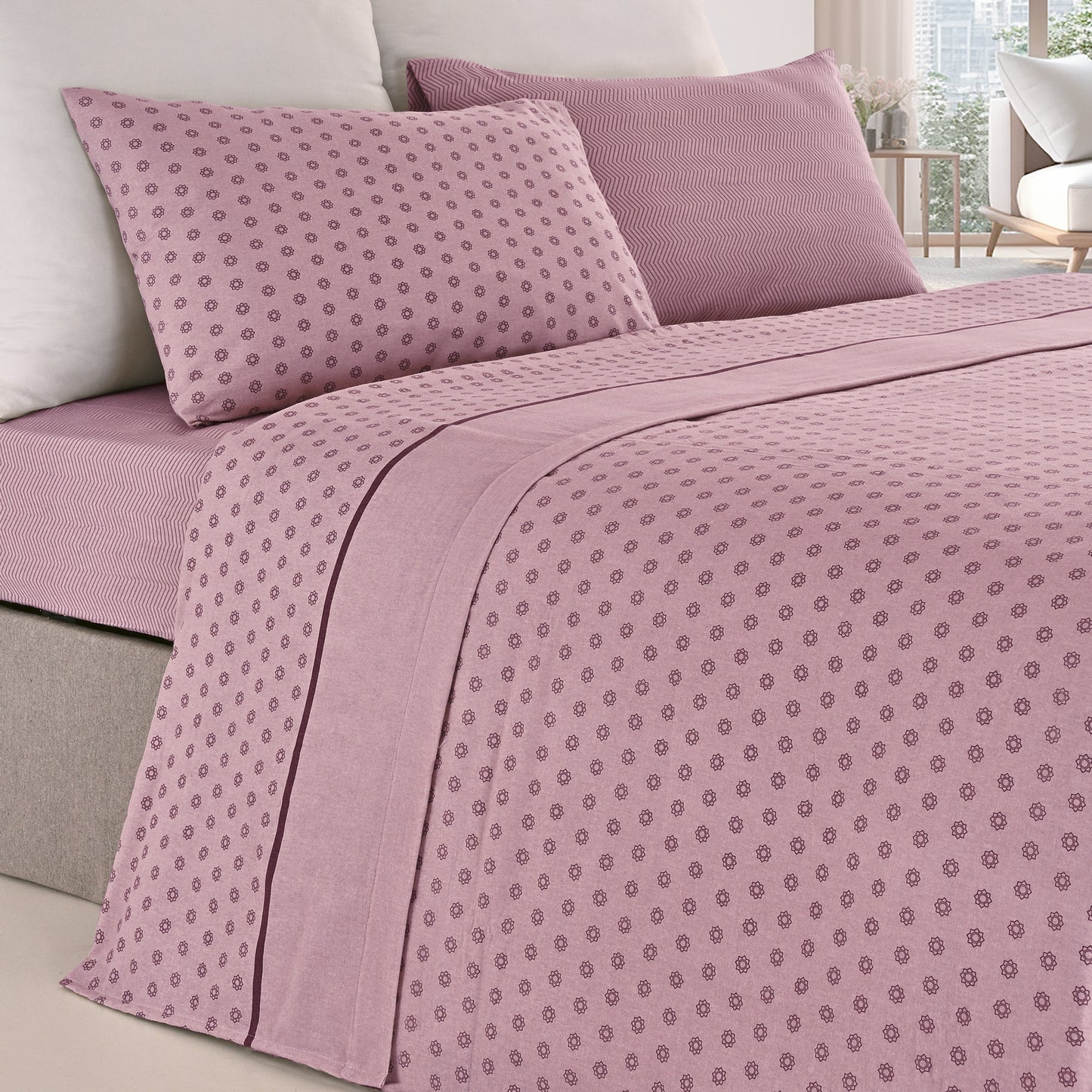 Jogo Lençóis Cama Flanela 100% Algodão Flor