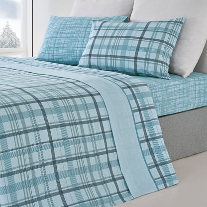 Jogo Lençóis Cama Flanela 100% Algodão Xadrês