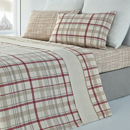 Jogo Lençóis Cama Flanela 100% Algodão Xadrês