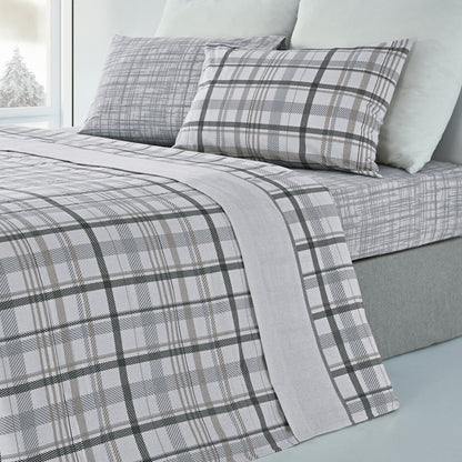 Jogo Lençóis Cama Flanela 100% Algodão Xadrês