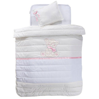 Conjunto Edredão + Resguardo + Almofada Teddy Rosa