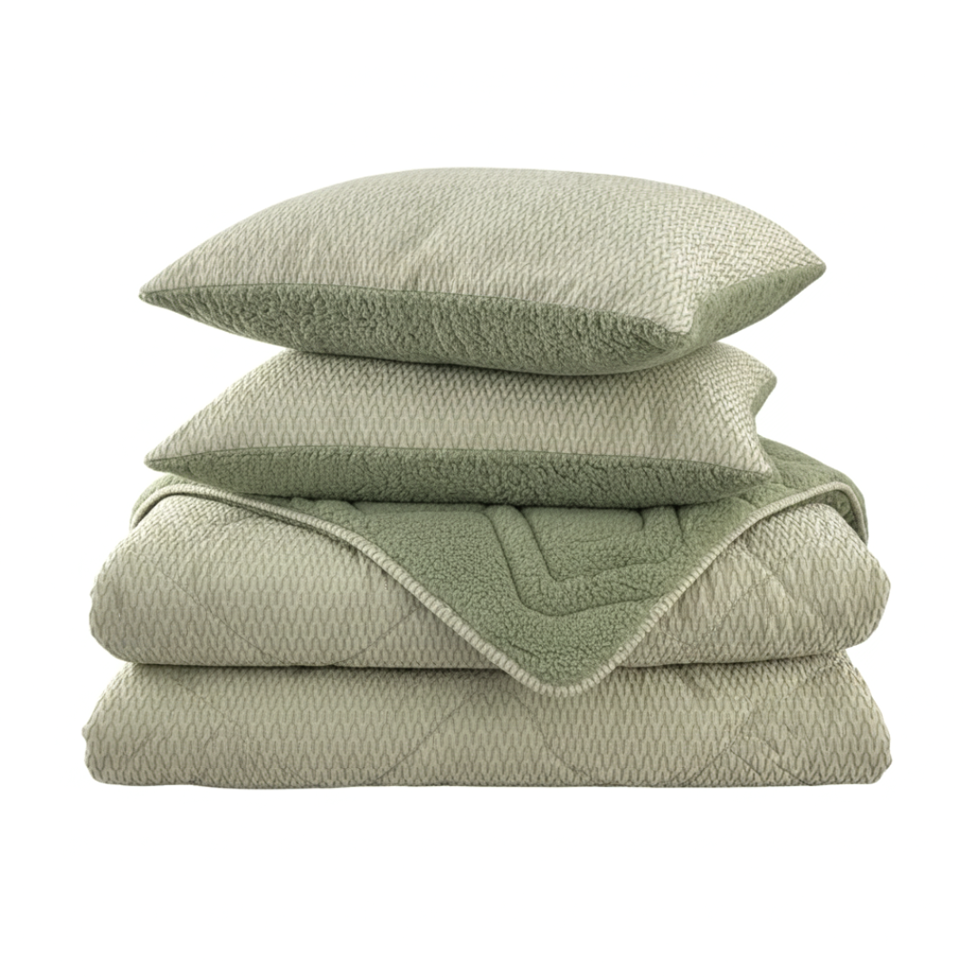 Edredón Jacquard con tacto de piel de oveja gris