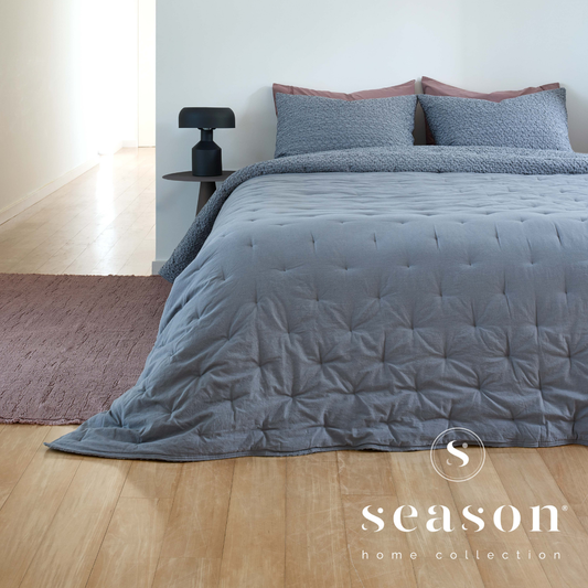 Edredão Quilt Dupla Face 100% Algodão Canoas Cinza Fumado