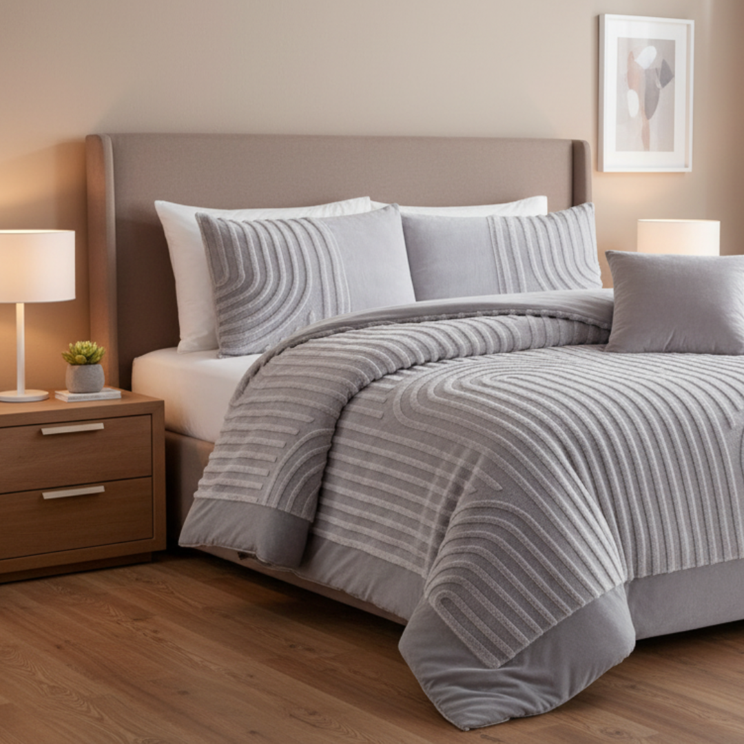 Edredão Coralina Dupla Jacquard Encanto Cinza