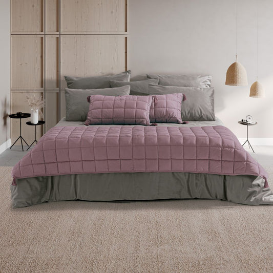 Cobre Pés + 2 Almofadas Veludo Aladino Rosa