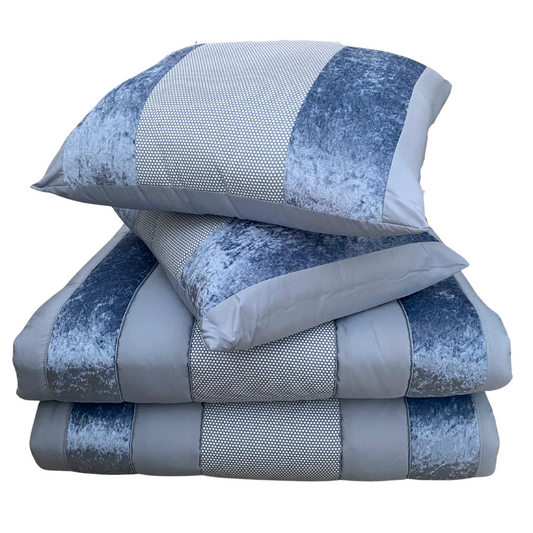 Edredão C/ Aplicação Estampada e Veludo Eterna II Azul