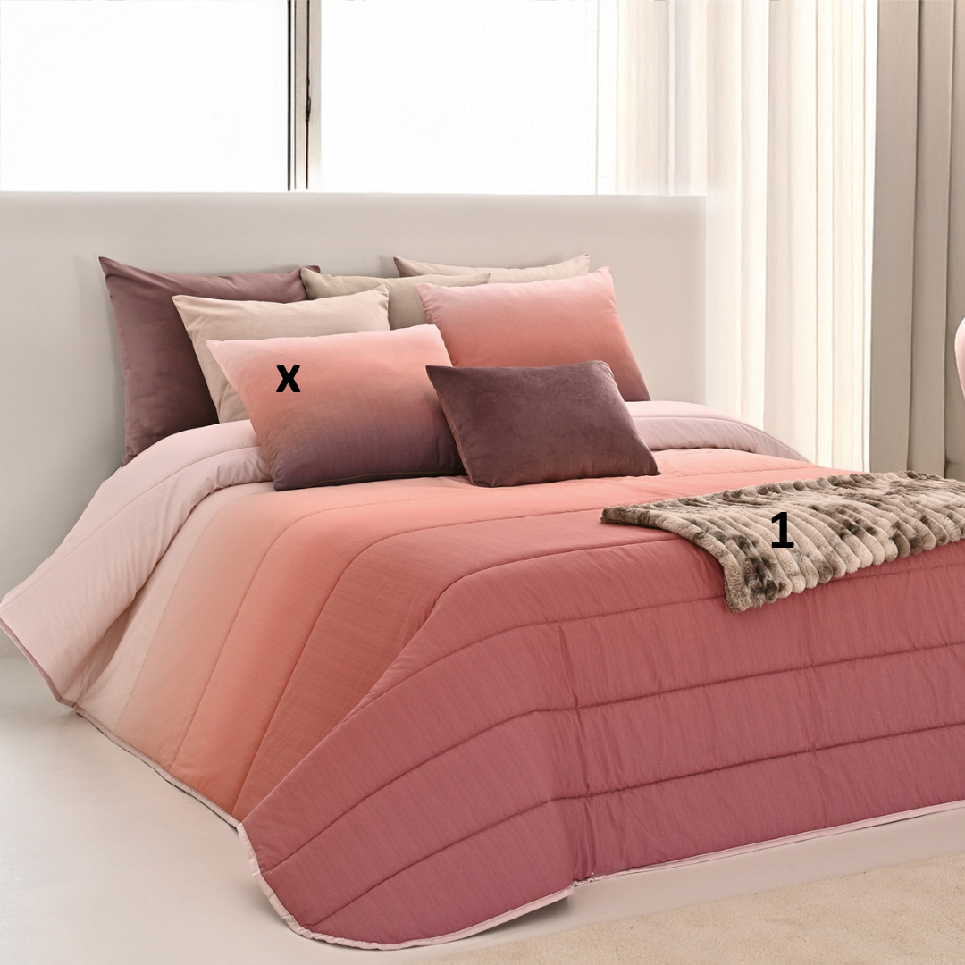 Edredón jacquard Fresh Air de color rosa