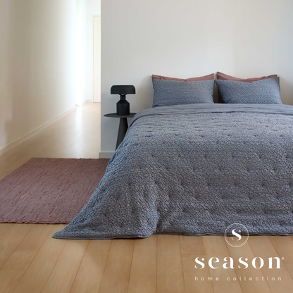 Edredão Quilt Dupla Face 100% Algodão Canoas Cinza Fumado