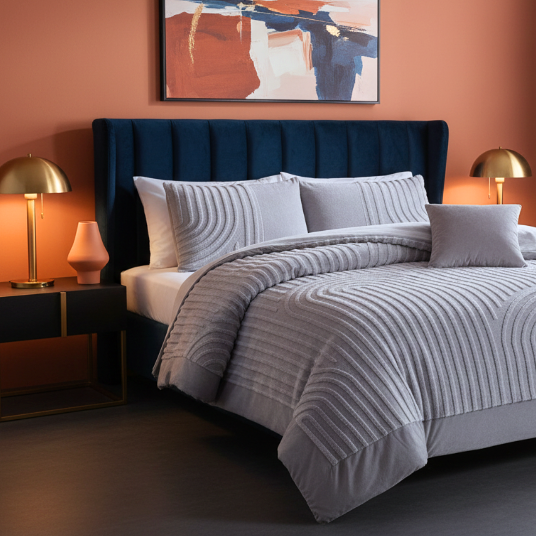 Edredão Coralina Dupla Jacquard Encanto Cinza