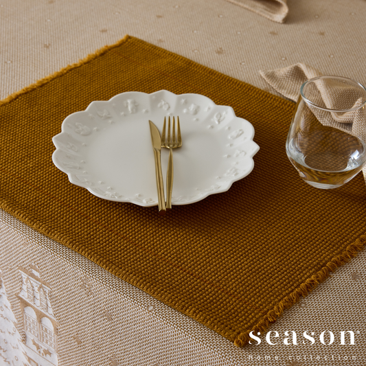 Toalha de Mesa Individual 100% Algodão Snow Wind Amarelo