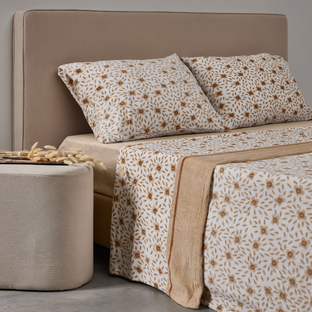 Jogo Lençóis Cama Estampado CORALINA Flor