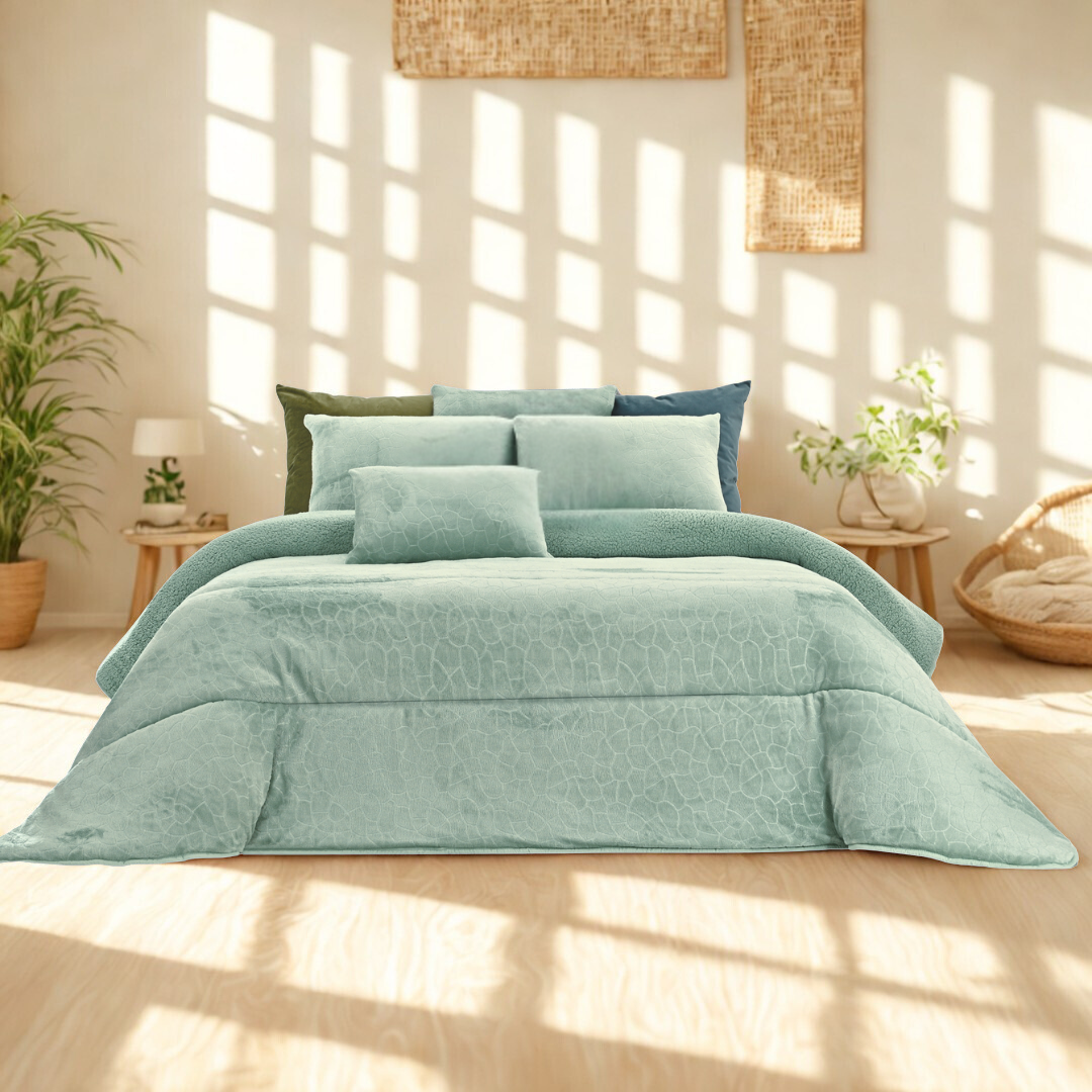 Edredão Veludo Com Pelo Borrego Karma II Áqua