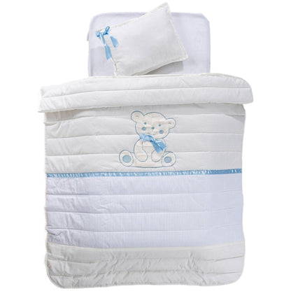 Conjunto Edredão + Resguardo + Almofada Teddy Azul