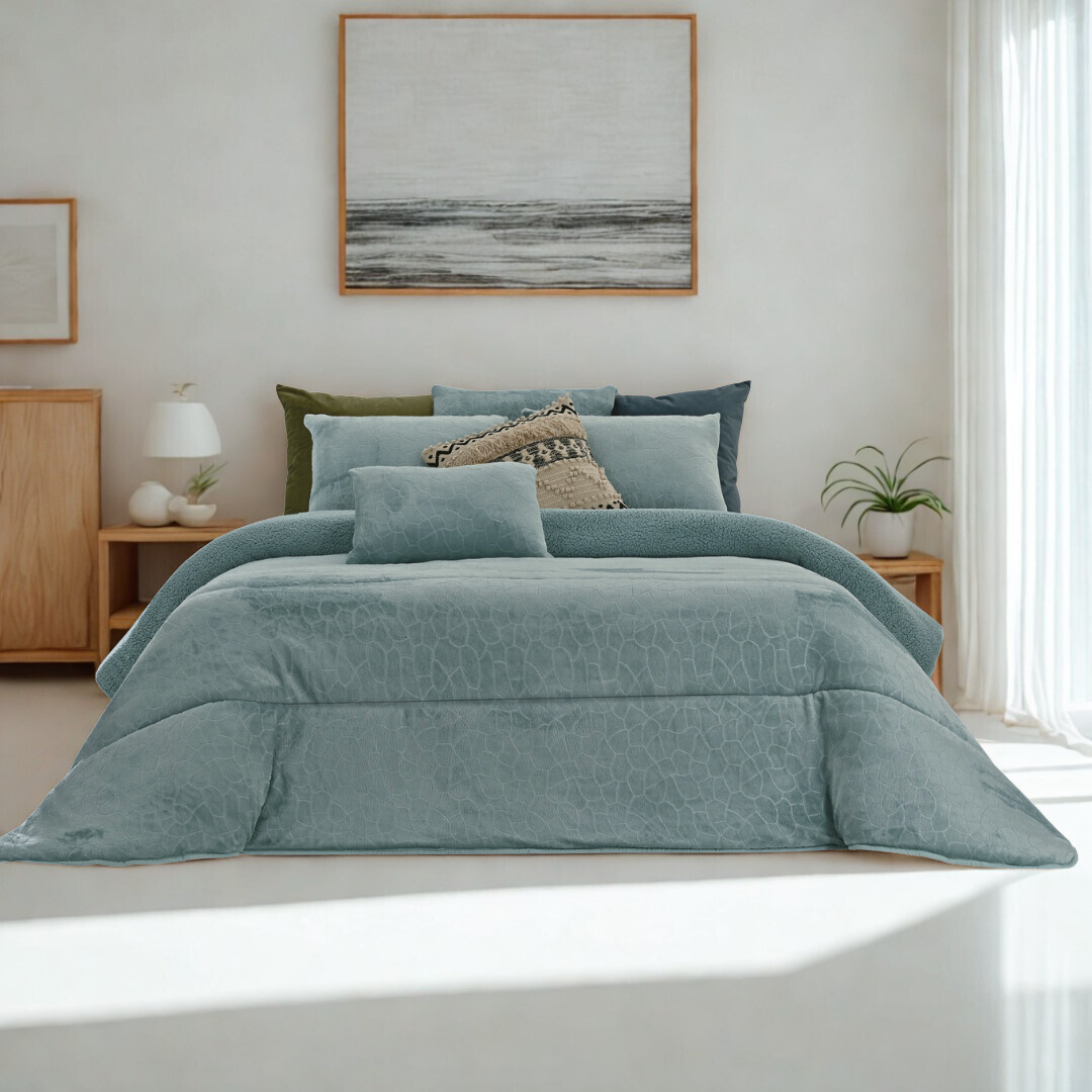 Edredão Veludo Com Pelo Borrego Karma II Petróleo