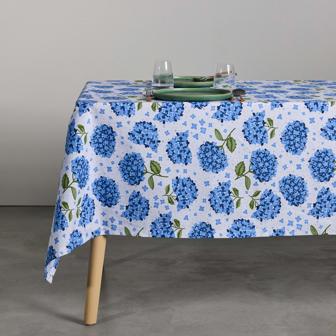 Toalha de Mesa Jacquard ANTI-NÓDOAS Hortênsias