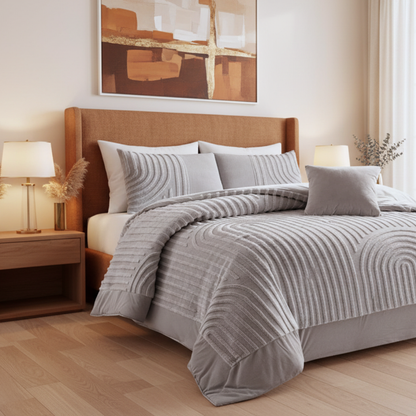 Edredão Coralina Dupla Jacquard Encanto Cinza