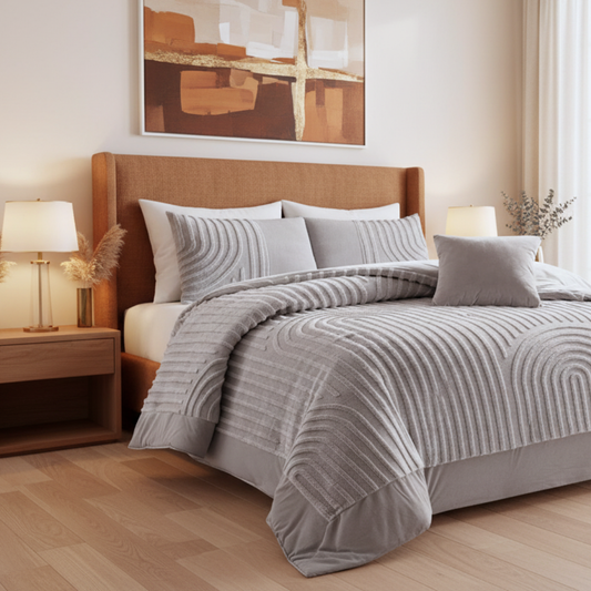 Edredão Coralina Dupla Jacquard Encanto Cinza