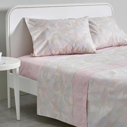 Lençóis Cama CASAL 50% Alg. 50% Pol. Mood Rosa