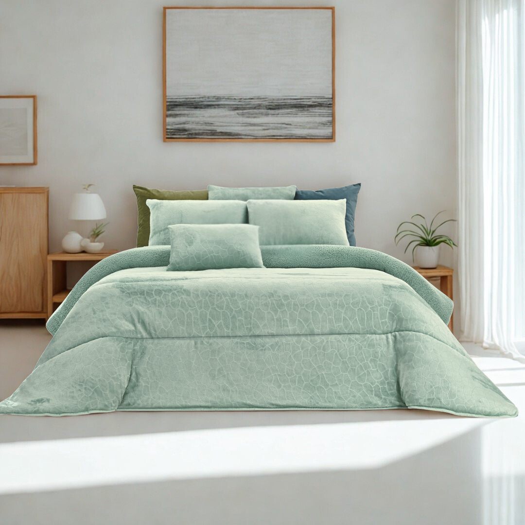 Edredão Veludo Com Pelo Borrego Karma II Áqua