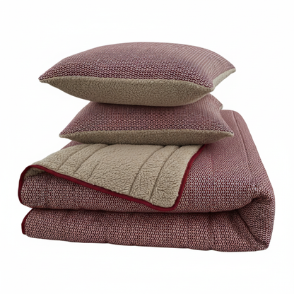 Edredão Jacquard Pelo Borrego Suécia Bordeaux