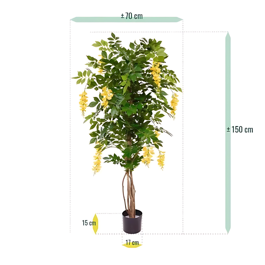 Árvore Artificial Glicínias Gold Rain Amarelo 150 Cm