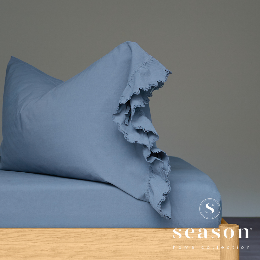 Jogo Lençóis Cama 100% Algodão Percal 200 Fios Hush Azul