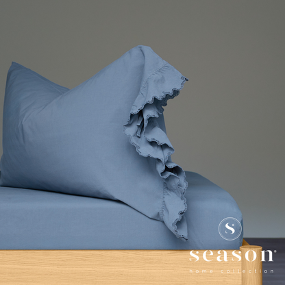 Jogo Lençóis Cama 100% Algodão Percal 200 Fios Hush Azul