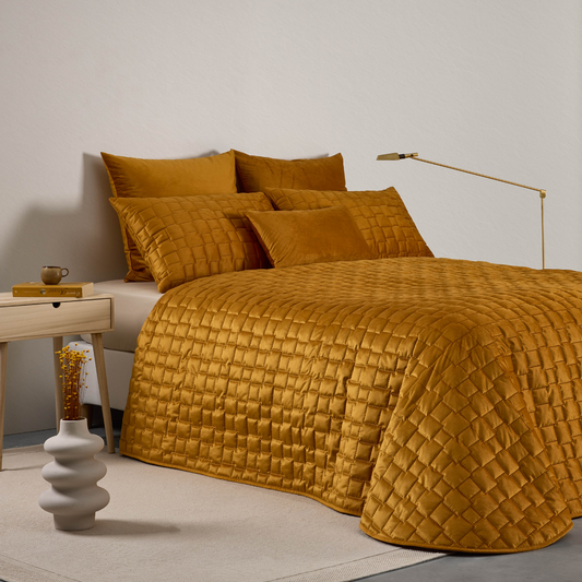 Edredão Quilt Spirit Veludo Amarelo 270x270