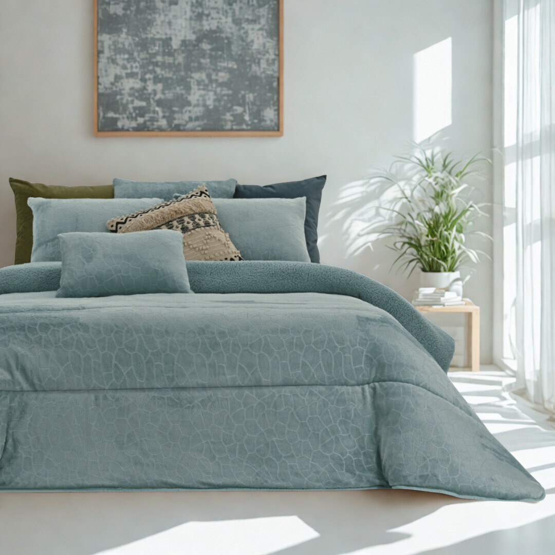 Edredão Veludo Com Pelo Borrego Karma II Petróleo