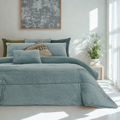 Edredão Veludo Com Pelo Borrego Karma II Petróleo