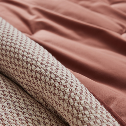 Edredón de terciopelo y jacquard de doble cara con sonrisa rosa
