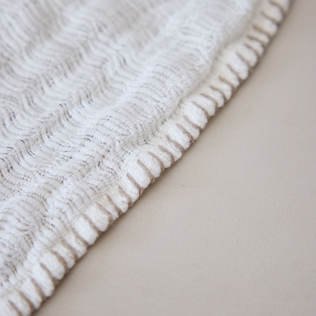 Edredón de lino 100 % jacquard Arrow Strong, color blanco