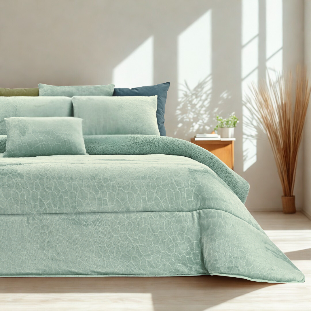 Edredão Veludo Com Pelo Borrego Karma II Áqua