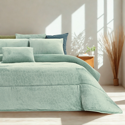 Edredão Veludo Com Pelo Borrego Karma II Áqua