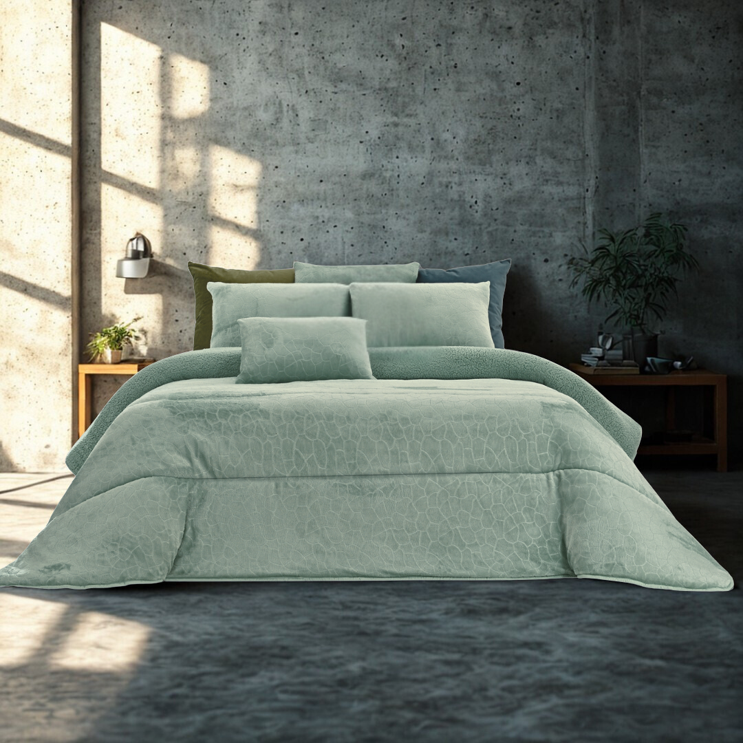 Edredão Veludo Com Pelo Borrego Karma II Áqua