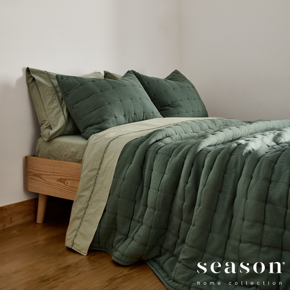 Edredão Quilt Jacquard 100% Algodão Nodal Verde