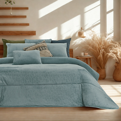 Edredão Veludo Com Pelo Borrego Karma II Petróleo