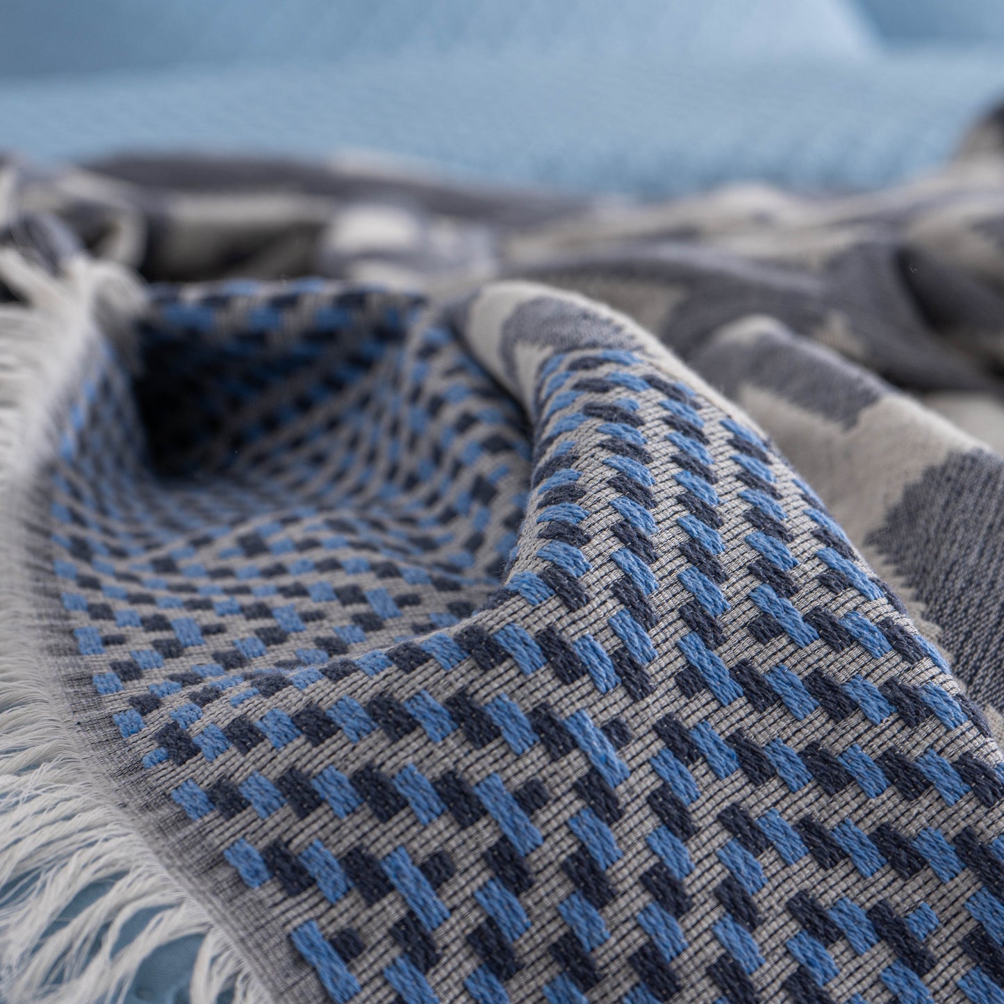 Manta 100% Algodão 145 x 190 Alameda Azul Escuro
