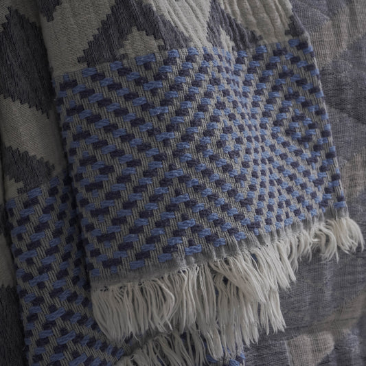 Manta 100% Algodão 145 x 190 Alameda Azul Escuro
