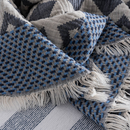 Manta 100% Algodão 145 x 190 Alameda Azul Escuro