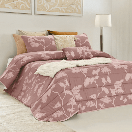 Edredón jacquard Fresh Air de color rosa
